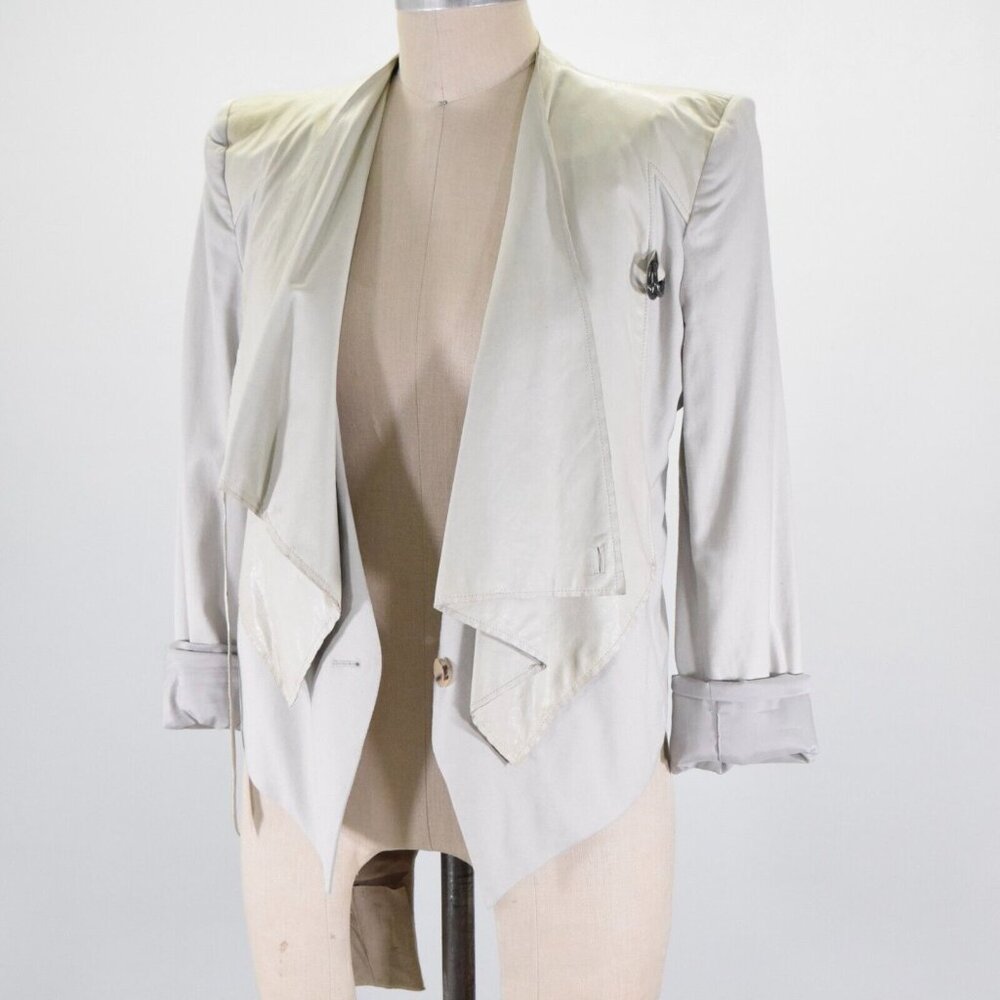 Helmut Lang Light Gray Draped Leather Blazer - Picture 9 of 13